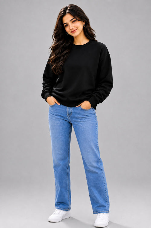 Women's black sweatshirt front view