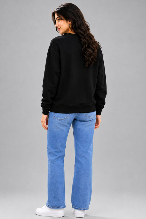 Women's black sweatshirt back view