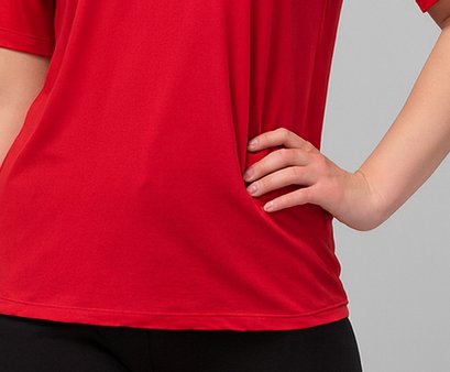 Women's Printed Swim T-Shirt & Capri Set - Red Black